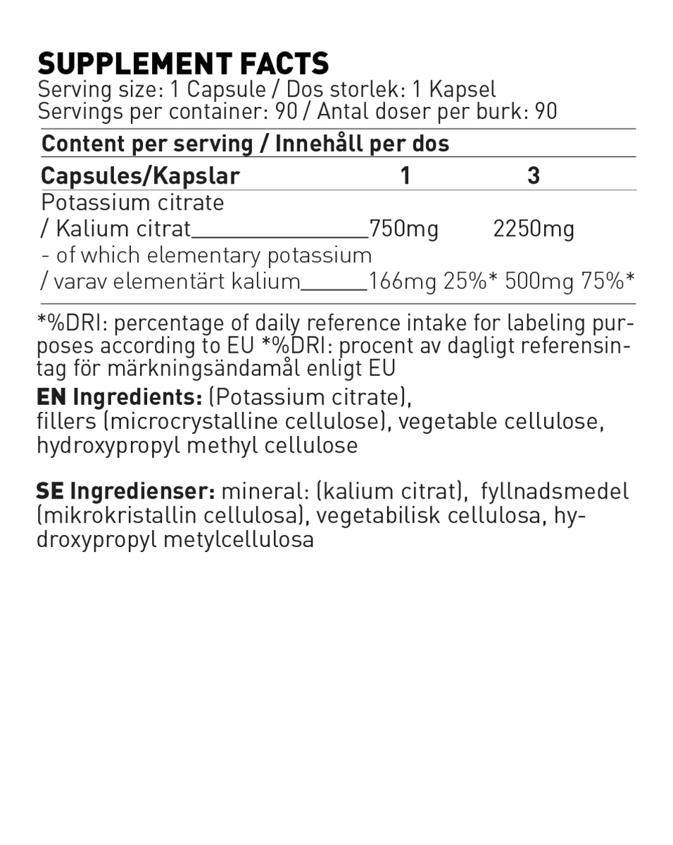 Swedish Supplements - Potassium, 90 caps - Image 2