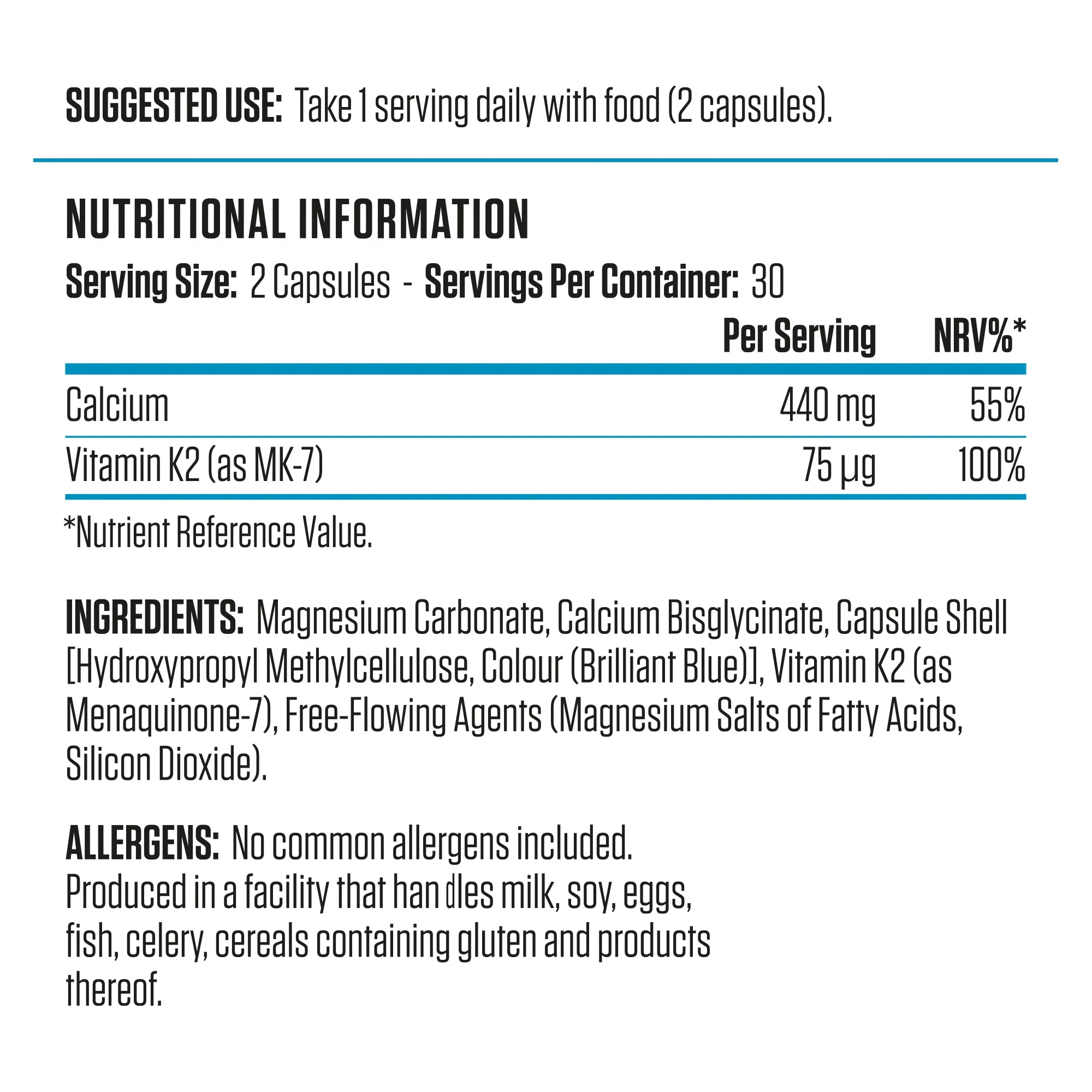 Applied Nutrition - Calcium & Vitamin K2 - Image 2